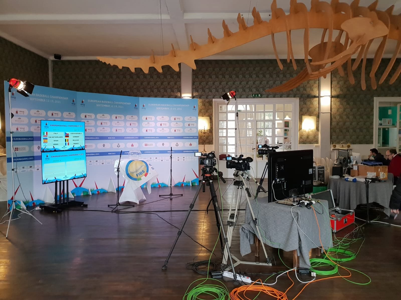 Broadcast setup for the European Baseball Championship 2021 draw
