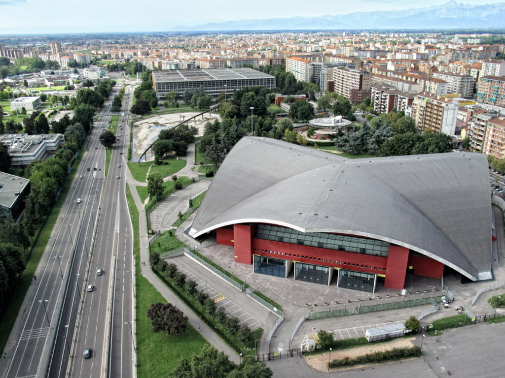 Aerial view of Palavela in Torino